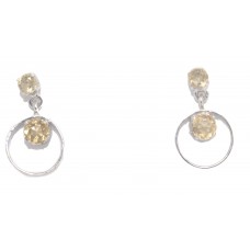 Earrings Silver 925 Sterling Dangle Drop Womens Golden Topaz Stone Handmade B262